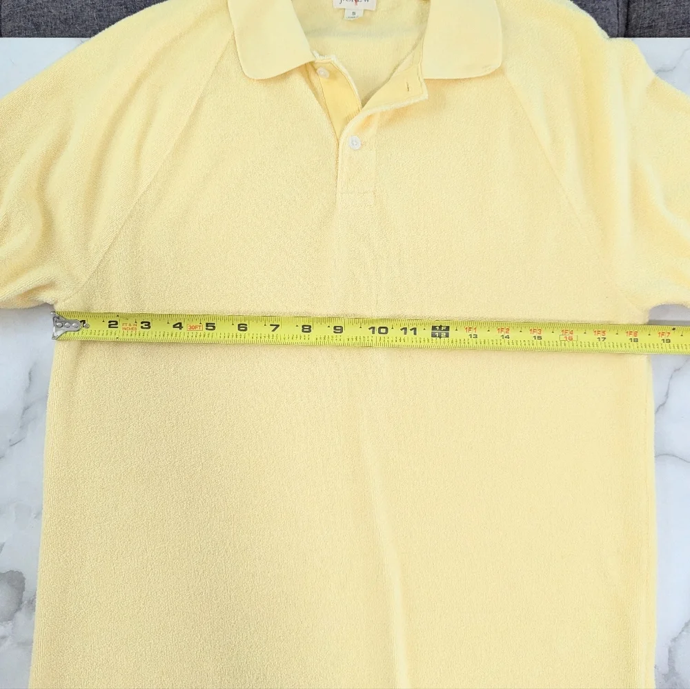 J. Crew Terry Cloth Polo Shirt Short Sleeve Collared French Terry Yellow Small S